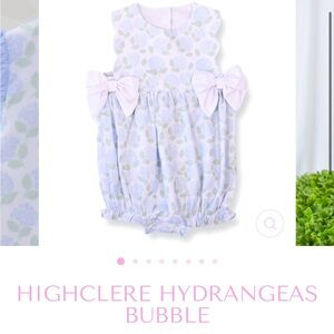 Lillie and lilah hydrangea bubble Floral Sleeveless romper with Bows